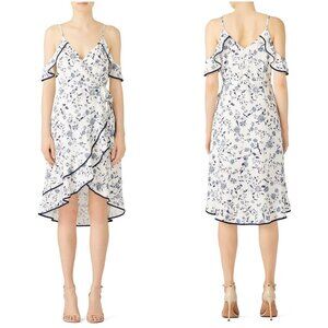 Greylin White Emma Ruffled Wrap Dress